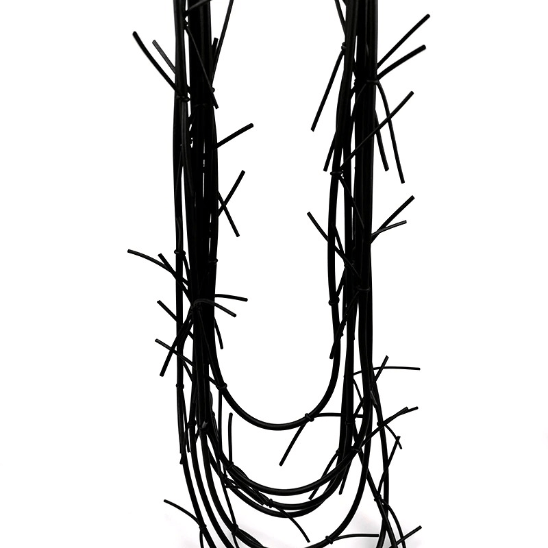Exquisite long black necklace for women, featuring a gothic punk design with silicone accents.