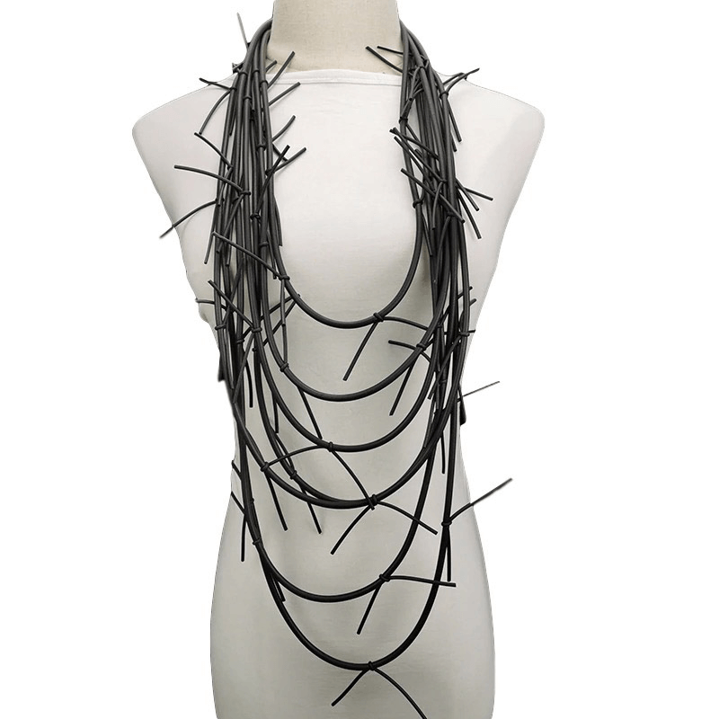 Exquisite long black necklace for women, gothic punk silicone accessory, perfect for enhancing gothic outfits.