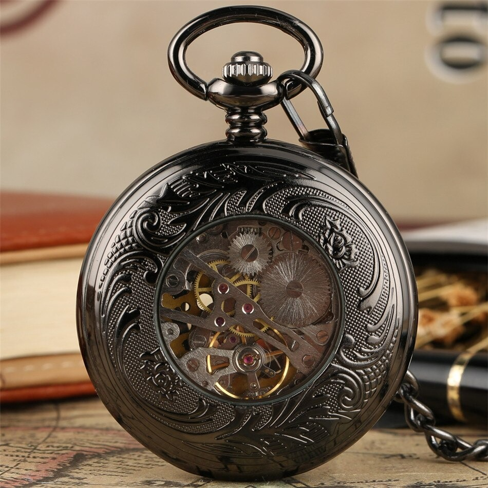 Exquisite antique mechanical pocket watch with intricate design and visible gears, perfect retro accessory.