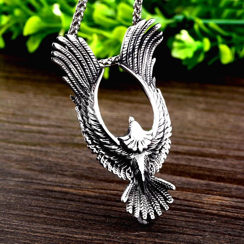 Stunning phoenix stainless steel pendant, a retro unisex jewelry piece perfect for any outfit.