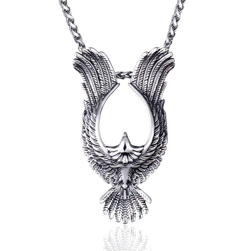 Stainless steel pendant featuring a detailed phoenix design, perfect for unisex fashion and retro jewelry lovers.