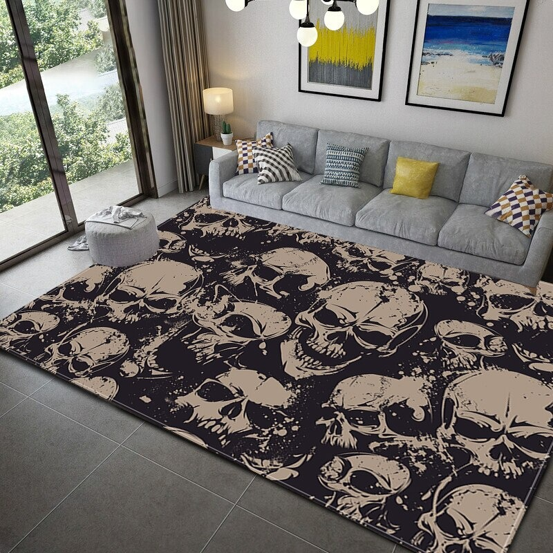Fashion 3D Skull Print Carpet For Home / Anti slip Decorative Floor Mat / Stylish Home Decoration - HARD'N'HEAVY