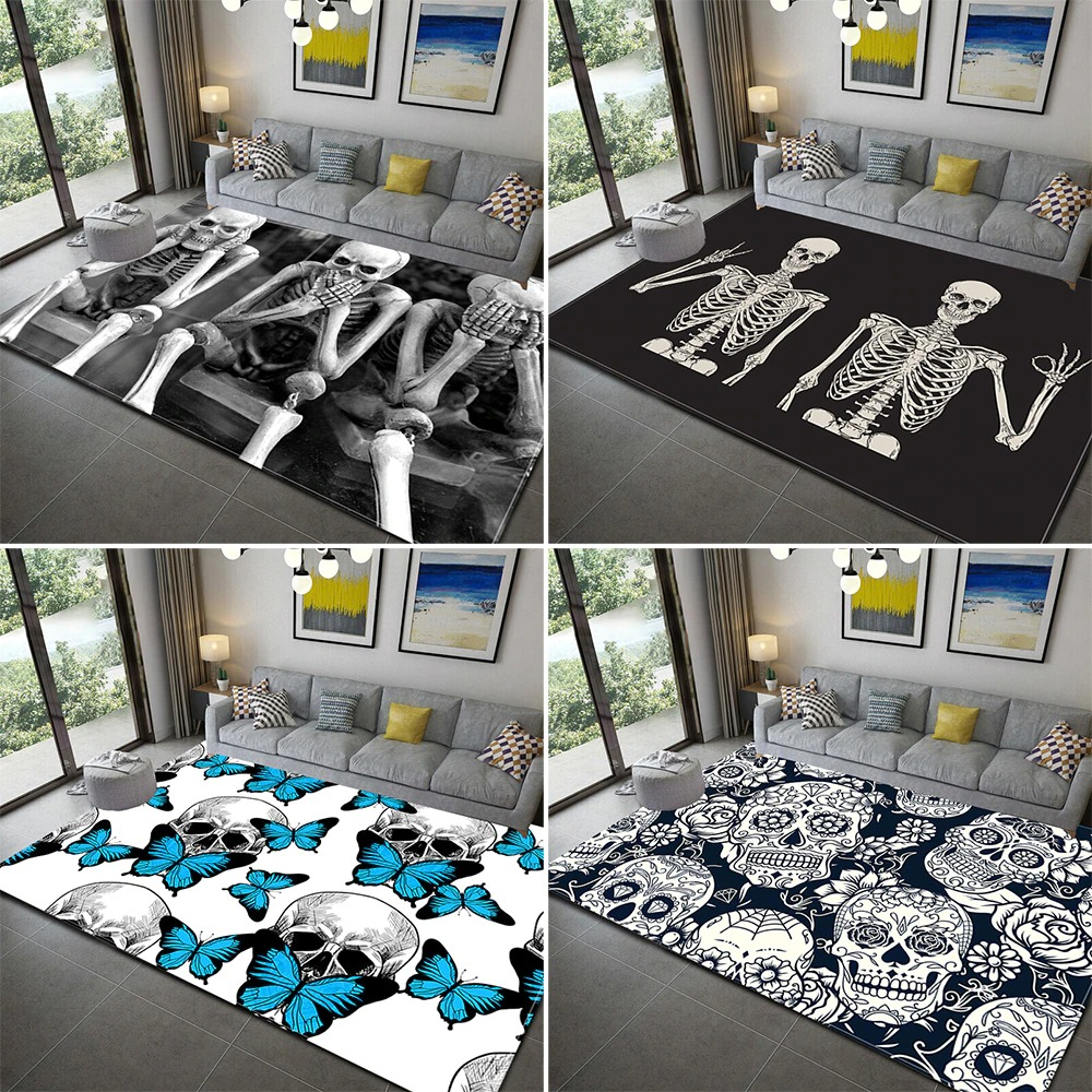 Fashion 3D Skull Print Carpet For Home / Anti slip Decorative Floor Mat / Stylish Home Decoration - HARD'N'HEAVY