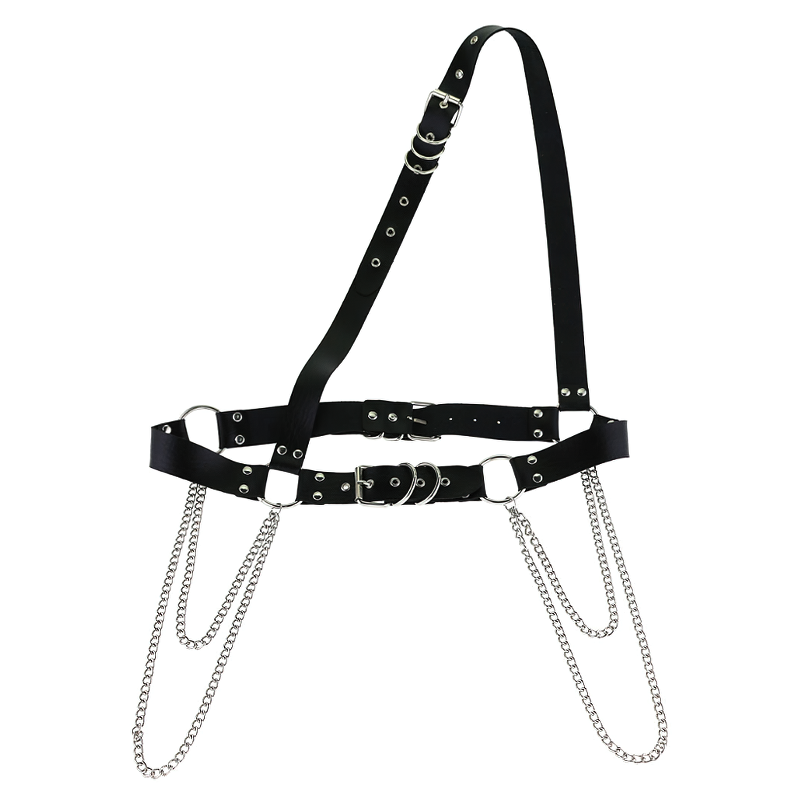 Fashion Adjustable Tassel Chain Belt Harness / Sexy PU leather Belt for Men and Women - HARD'N'HEAVY
