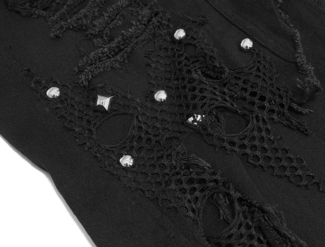Fashion Black Fishtail Skirt for Women with Rivets / Gothic Punk High Waist Skirt - HARD'N'HEAVY