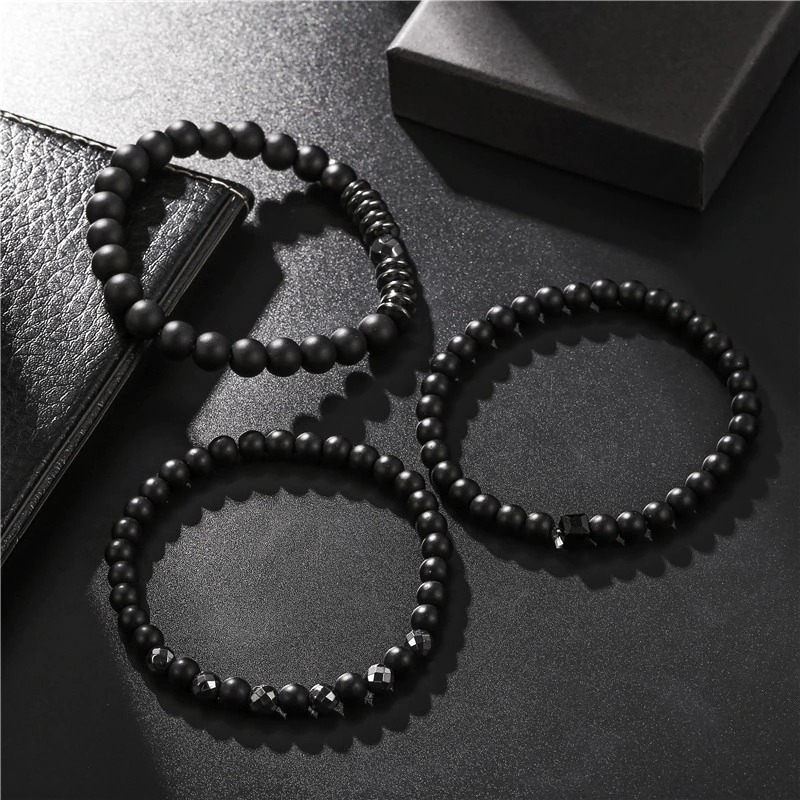 Fashion Bracelet Natural Stone for Men and Women / Black Pulseras of Bead - HARD'N'HEAVY
