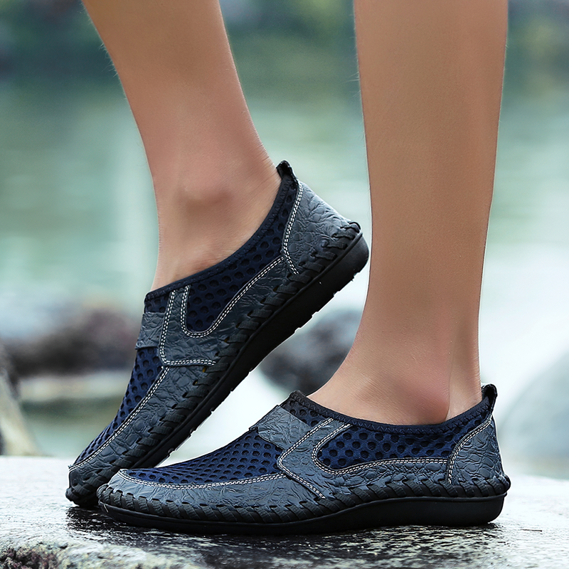 Fashion breathable Italy loafers for men in blue, perfect for casual summer outings and comfortable all-day wear.