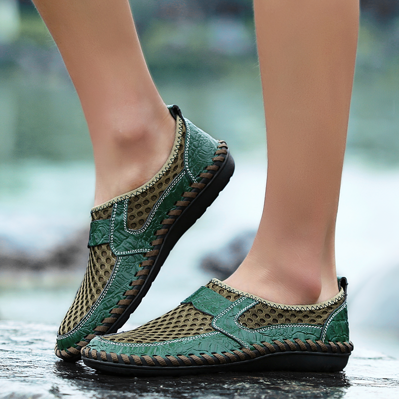 Stylish breathable Italy loafers for men, featuring mesh pattern, perfect for summer casual wear.