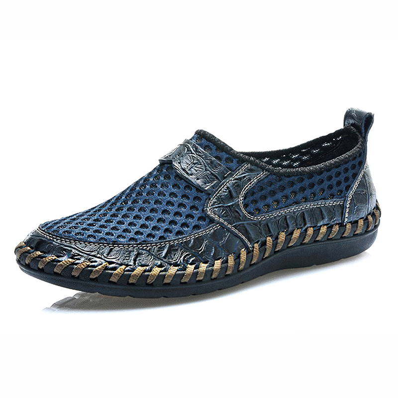 Breathable Italy loafers for men in blue mesh, perfect for summer casual outfits and all-day comfort.