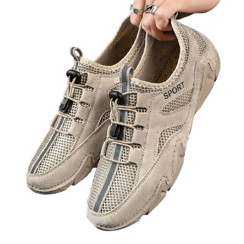 Men's breathable casual sneakers with mesh inserts and stylish design, perfect for comfort and sporty looks.