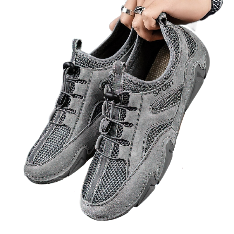 Fashion Casual Shoes Leather with mesh inserts for Men / Flat Sneakers Breathable - HARD'N'HEAVY