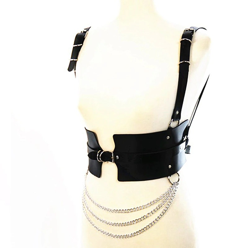 Fashion Chain Belt for Women / Leather Body Harness Wide Waist / Gothic Corset Belt - HARD'N'HEAVY