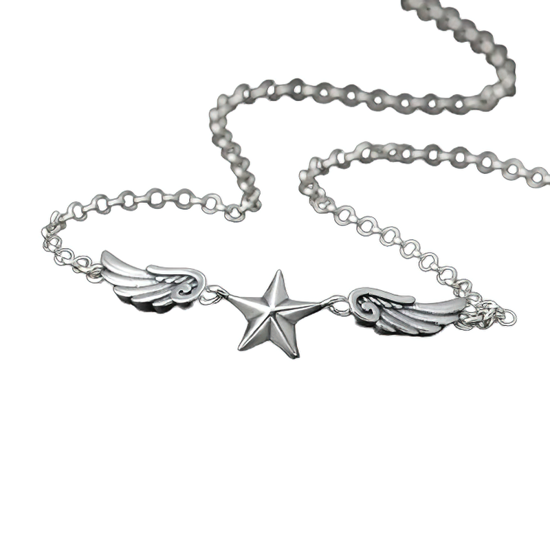 Fashion Chain Choker With Star Wings For Women / Necklaces Jewelry Of 925 Sterling Silver - HARD'N'HEAVY