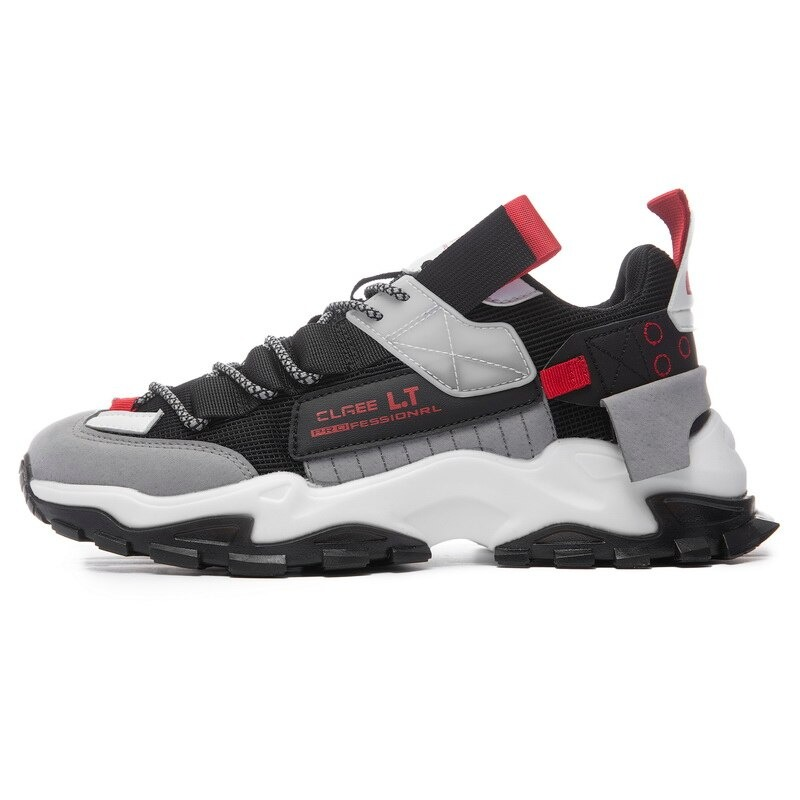 Stylish breathable sneakers in gray and black, perfect for casual wear and running, featuring a flexible sole.