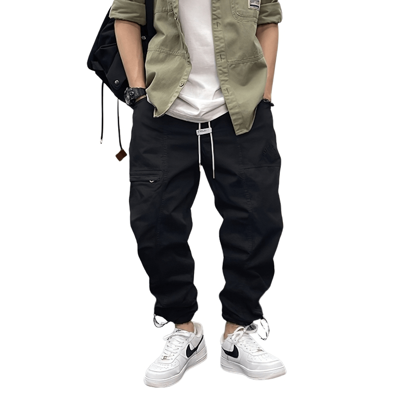 Fashion drawstring harem pants in black, perfect for casual outfits and adding style to your wardrobe.