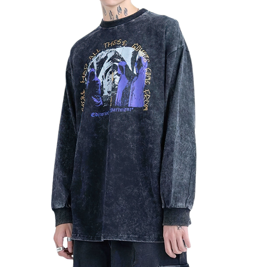Fashion Cotton Men's Sweatshirts / Letter Print O-Neck Pullover in Gothic Style - HARD'N'HEAVY