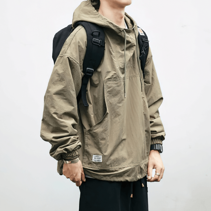 Fashion Cotton Thin Jacket with Drawstring Hood / Men's Outdoor Clothing