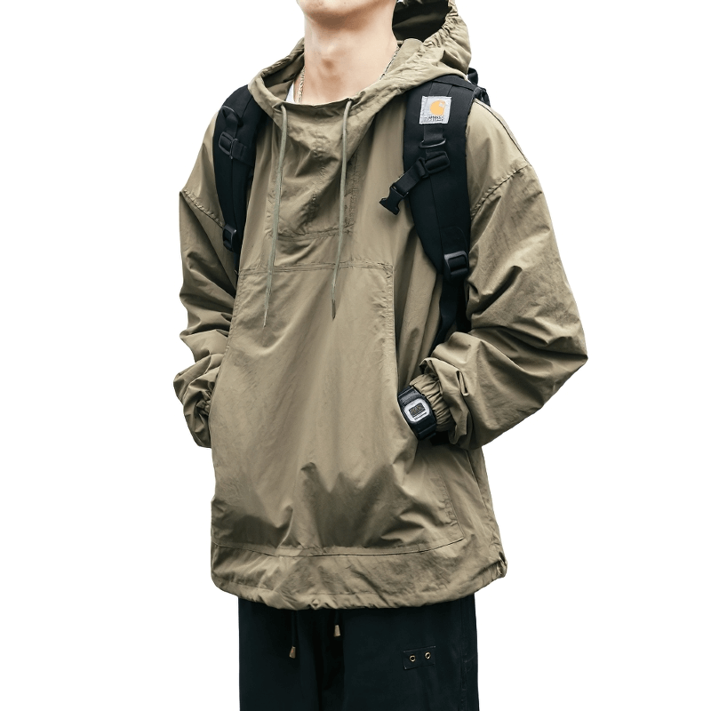 Fashion Cotton Thin Jacket with Drawstring Hood / Men's Outdoor Clothing
