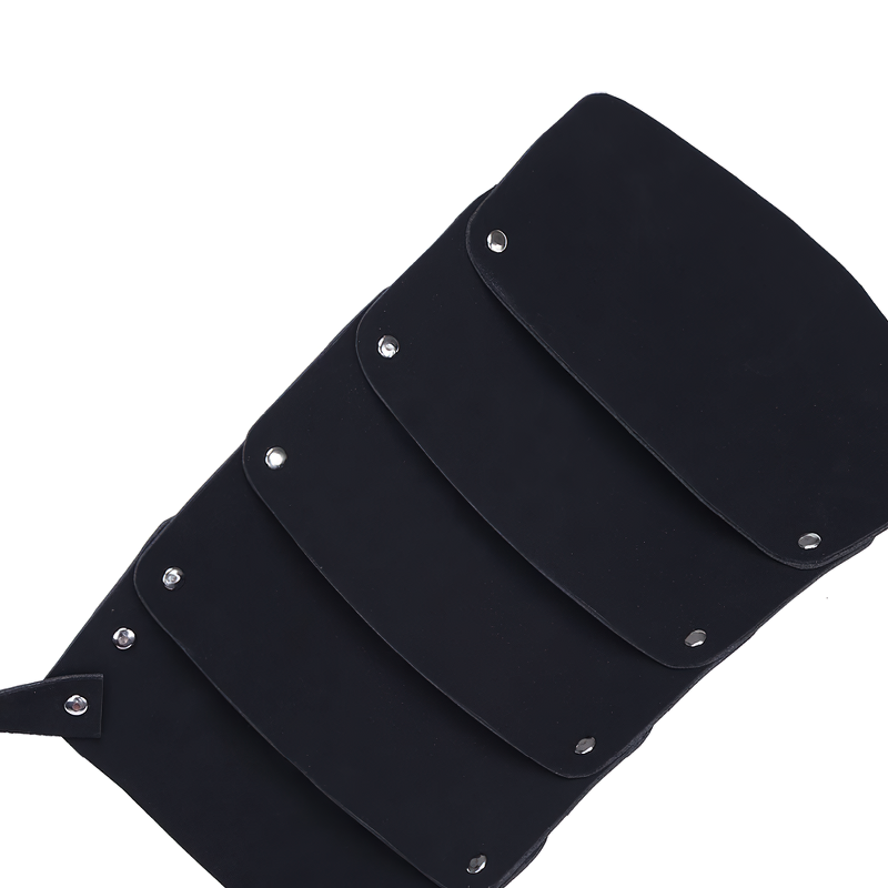 Black faux leather chest harness with buckles, perfect for cosplay outfits and adding flair to any costume.