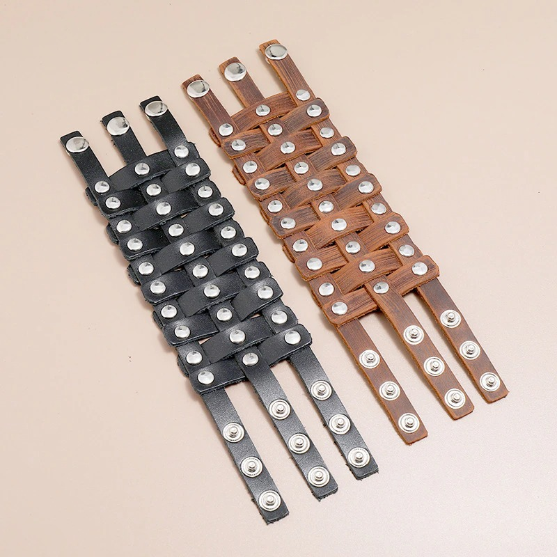 Fashion Genuine Leather Bangle Hand-woven / Simple Mosaic Wrap Bracelets - HARD'N'HEAVY