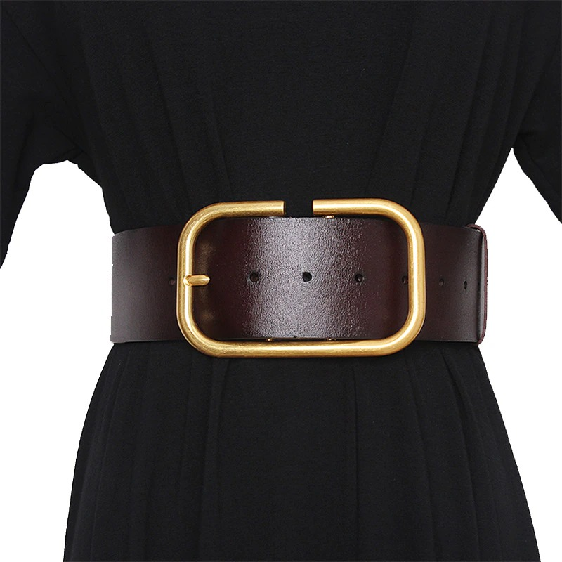 Fashion Genuine Leather Belt for Women / Wide Corset Belt with Metal Buckle - HARD'N'HEAVY