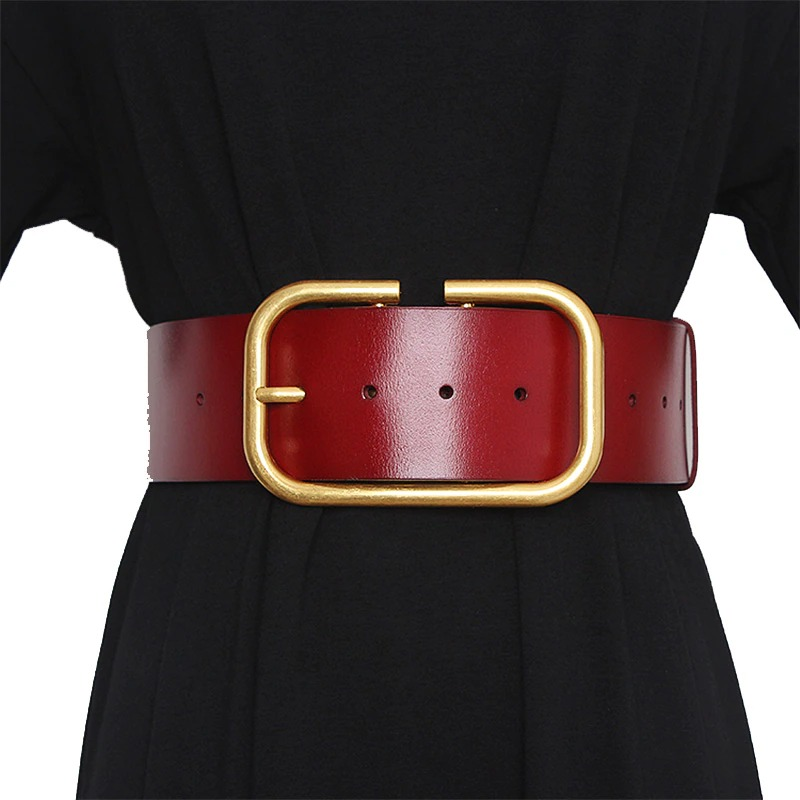 Fashion Genuine Leather Belt for Women / Wide Corset Belt with Metal Buckle - HARD'N'HEAVY