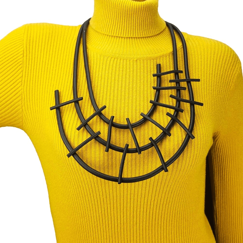 Fashion Geometric Designer Necklaces For Women / Handmade Rubber Accessories in Punk Style