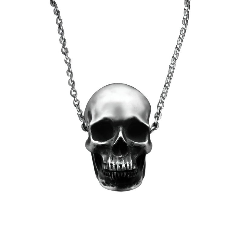 Fashion Gothic Pendant in the form Humans Skull / Copper Silver Color Necklace - HARD'N'HEAVY