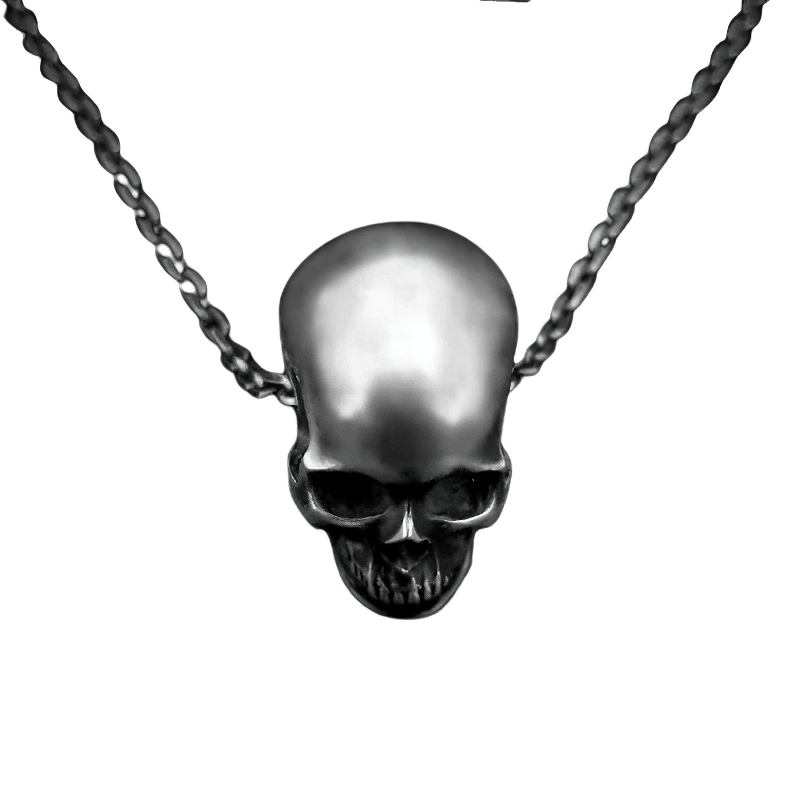 Fashion Gothic Pendant in the form Humans Skull / Copper Silver Color Necklace - HARD'N'HEAVY