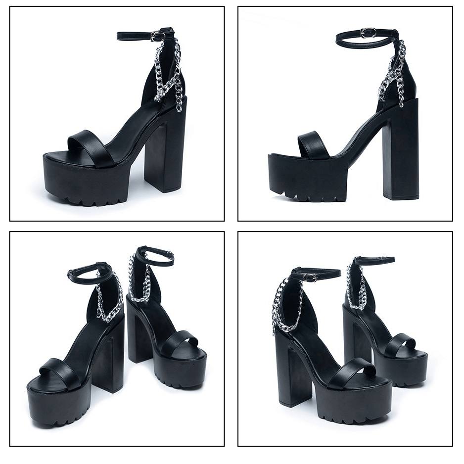 Fashion High Heels Sandals with Metal Chain / Open Toe Sexy Sandals for Women