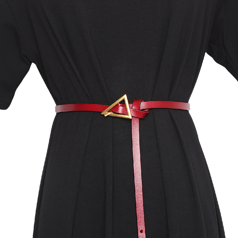 Fashion Ladies PU Leather Belt / Elegant Belt with Metal Triangle Buckle - HARD'N'HEAVY