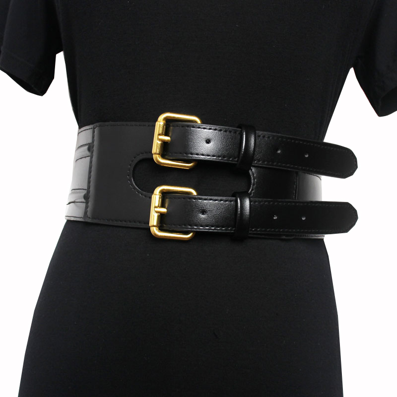 Fashion Ladies Wide PU Leather Corset Belt / Cool Double Breasted Waistband - HARD'N'HEAVY