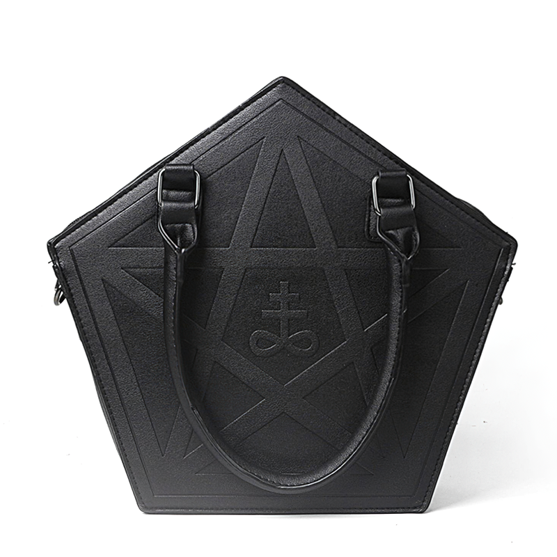 Fashion Large Capacity Gothic Shoulder Bag with pentagram design and stylish chain handle.