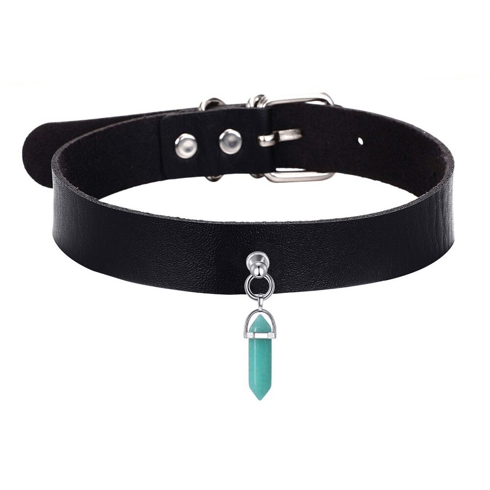 Fashion Leather Choker with Crystal / Punk Chocker For Women / Goth Rave Accessories