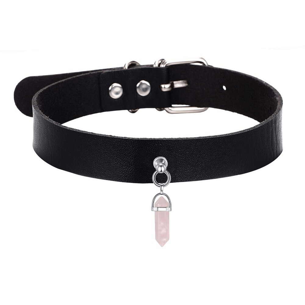 Fashion Leather Choker with Crystal / Punk Chocker For Women / Goth Rave Accessories