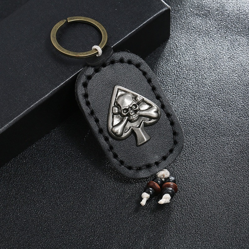 Fashion Leather Skull Keychain / Unisex Keyring for Car Key / Accessories for Bag - HARD'N'HEAVY