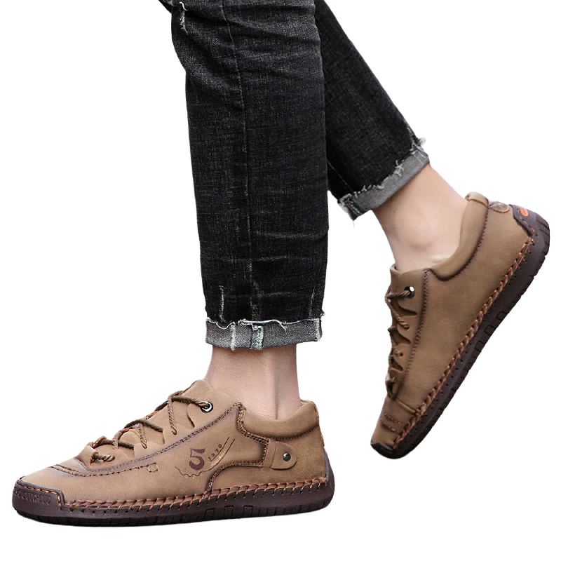 Men's casual loafers in brown, crafted from genuine leather, perfect for spring, summer, and autumn wear.