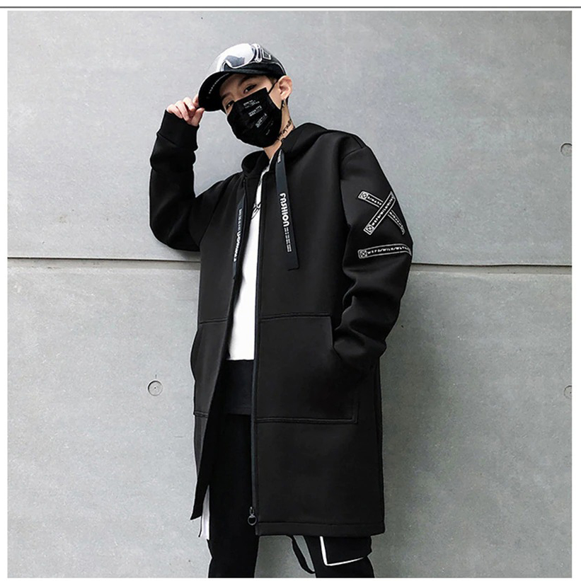 Fashion Long Coat with Printed / Casual Men's Zipper Coat / Alternative Fashion - HARD'N'HEAVY