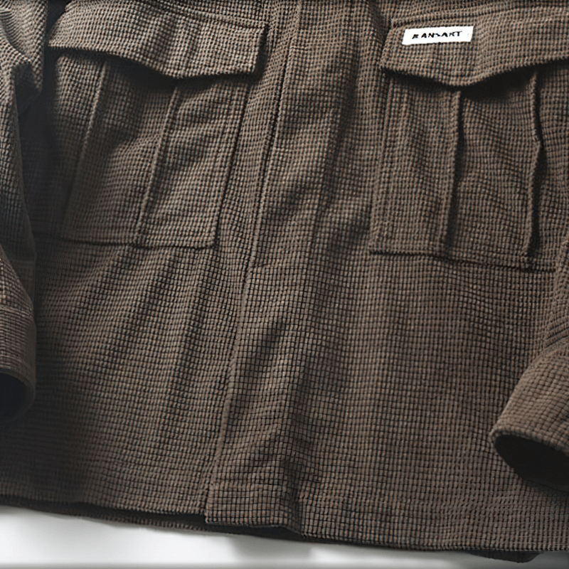 Men's oversized shirt in brown with two large pockets, perfect for alternative fashion styles.