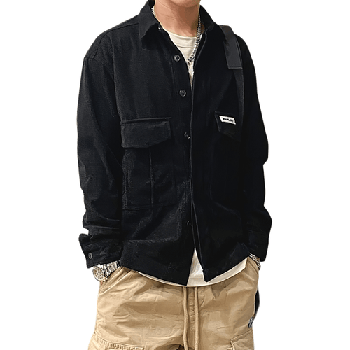 Camisas masculinas de manga larga a la moda con dos bolsillos grandes/ropa de gran tamaño en estilo alternativo
