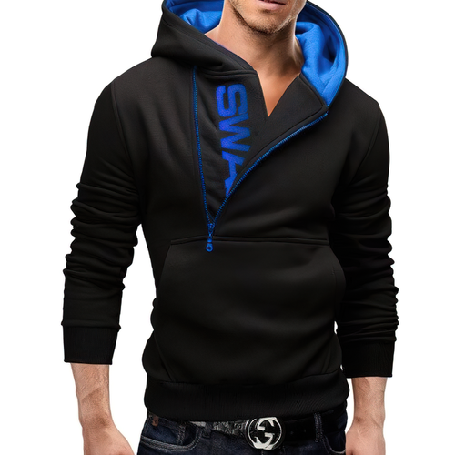 Sudadera de lana masculina de moda con letras impresas/sudaderas con capucha casuales para hombre con cremallera lateral en la cabeza