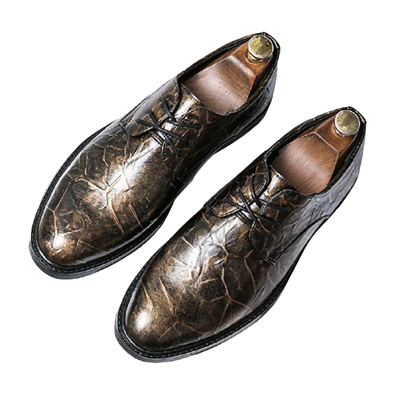Fashion Male Patent Leather Lace-up Flat Shoes / Casual Shoes for Men - HARD'N'HEAVY