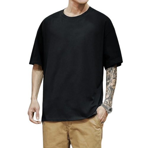 ファッション メンズ 無地 綿 ゆったり Tシャツ / 個性的なスタイル 男性用 大きめ Tシャツ