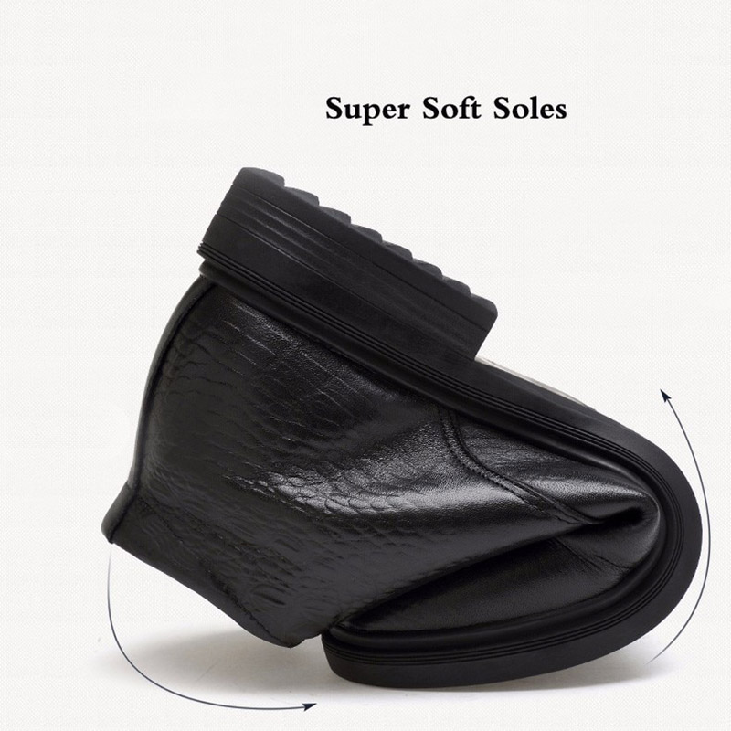 Men's genuine leather boots showcasing super soft soles with flexible design for ultimate comfort.