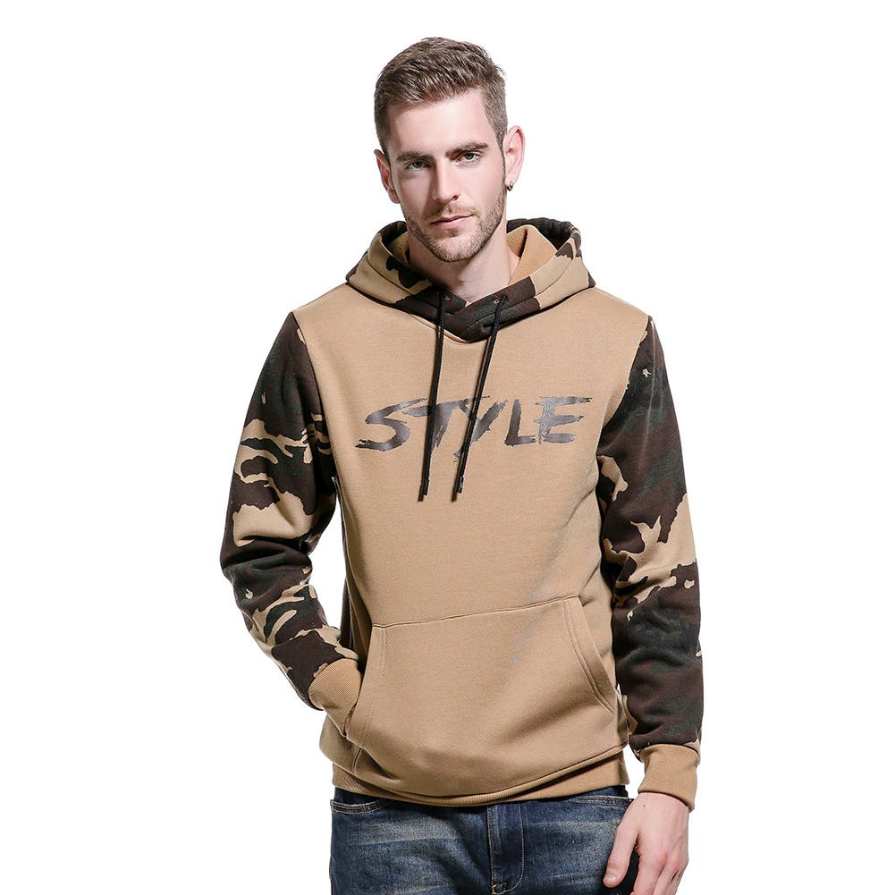 Stylish men's camouflage hoodie with trendy print, perfect for casual wear and staying fashionable.