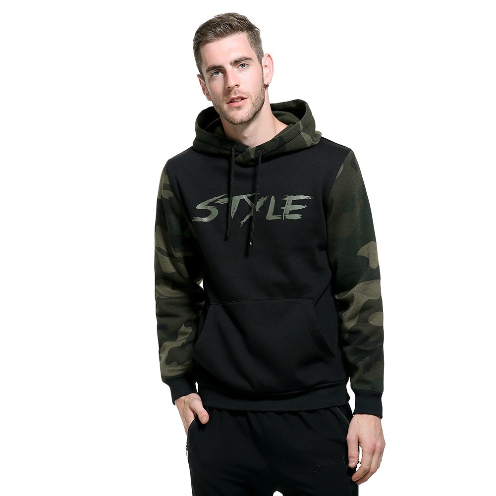 Stylish men's camouflage hoodie with unique print, perfect for casual wear and modern fashion.