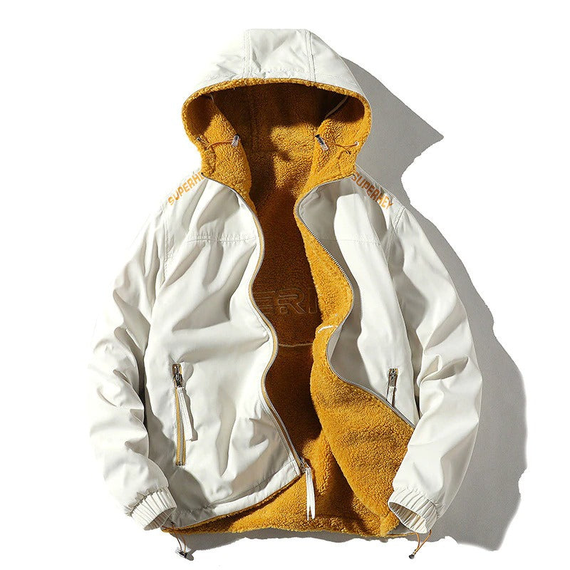 Fashion Men's Double-Sided Plush Hooded / Brand Warm Casual Jackets for Men - HARD'N'HEAVY
