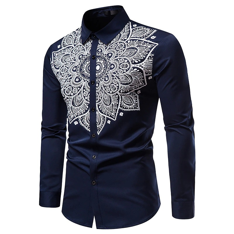 Fashion Men's Long Sleeve Button Shirt / Casual Printed Slim Shirts / Aesthetic Clothes - HARD'N'HEAVY