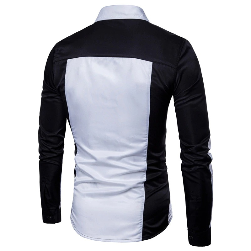 Fashion Men's Long Sleeve Shirt / Casual Patchwork Long Sleeve Shirt in Four Colors Matching - HARD'N'HEAVY