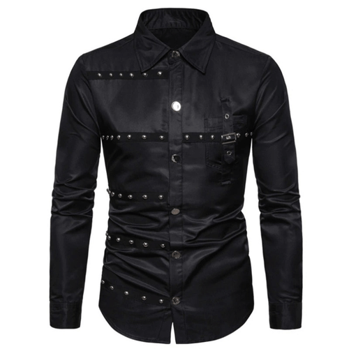 Fashion Men's Long Sleeve Shirt with Rivets / Alternative Style Clothing